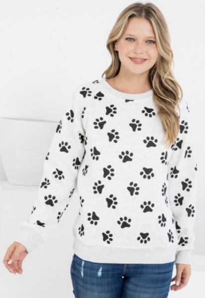 Paw Print Fleece Lined Sweatshirt picture