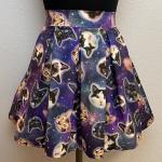 Purple Space Cats Skirt with POCKETS