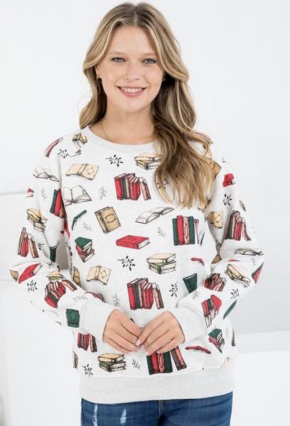 Library Books Fleece Lined Sweatshirt