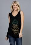 Cat Pineapple Super Soft Print Tank Tunic