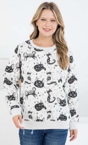 Lunar Moon Cat Fleece Lined Sweatshirt