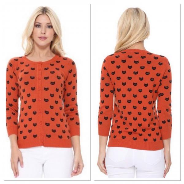 Orange and Black Cat Cardigans