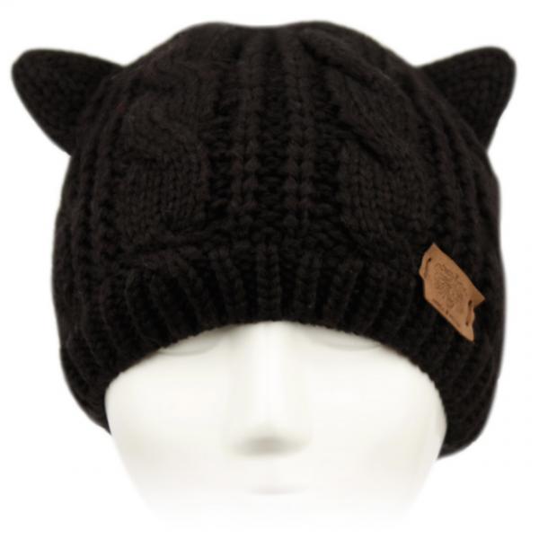 Fur Lined Beanie with Cat Ears