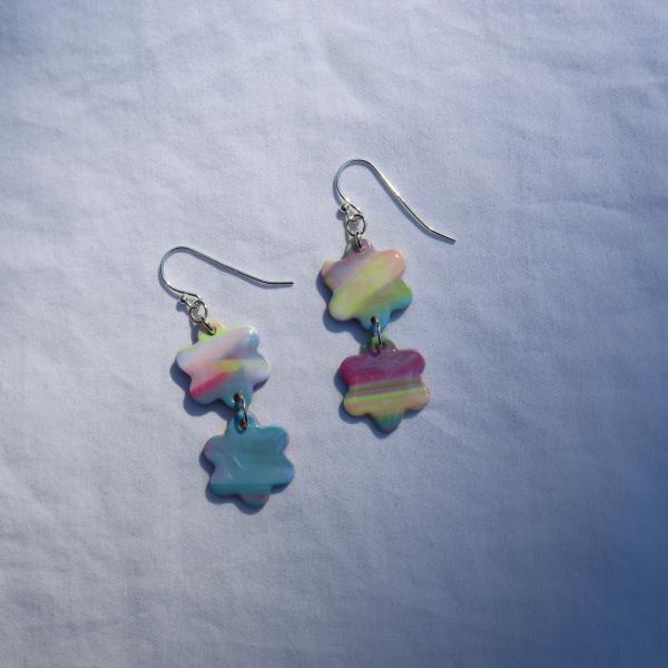 Two Drop Flower Dangly Earrings