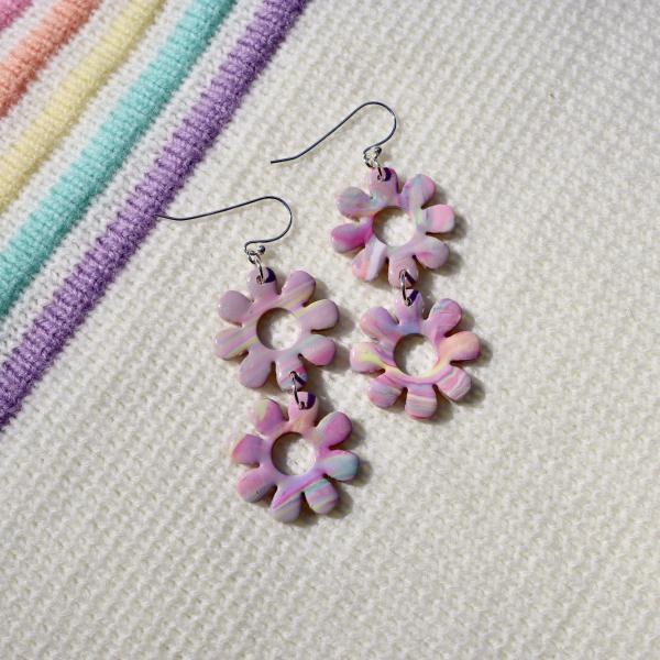Two Drop Flower Dangly Earrings picture