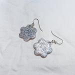 Glitter Flower Dangly Earrings