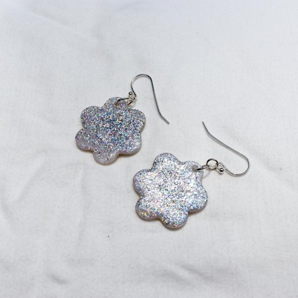 Glitter Flower Dangly Earrings picture