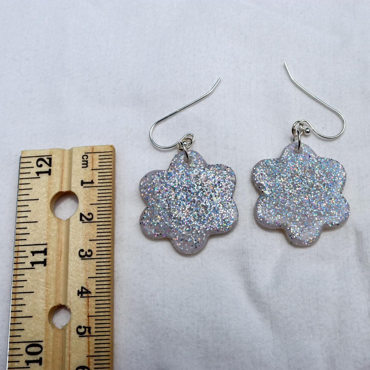 Glitter Flower Dangly Earrings picture
