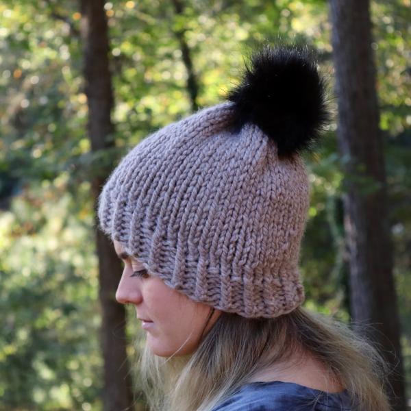 Knitted Beanie with Pompom picture