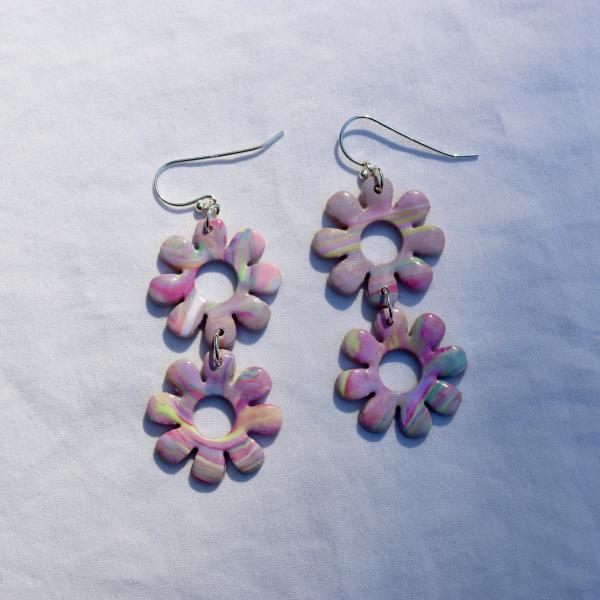 Two Drop Flower Dangly Earrings picture