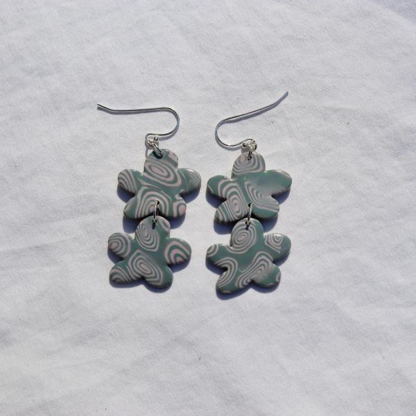 Two Drop Swirly Flower Dangly Earrings picture