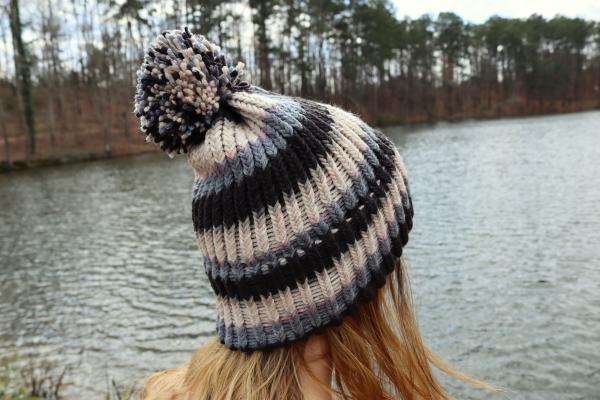 Knitted Beanie with Pompom picture