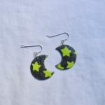 Moon with Stars Dangly Earrings