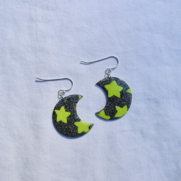 Moon with Stars Dangly Earrings picture