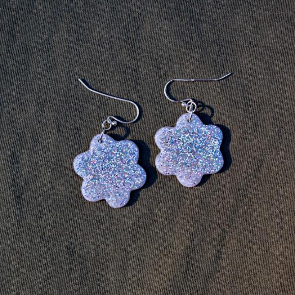 Glitter Flower Dangly Earrings picture