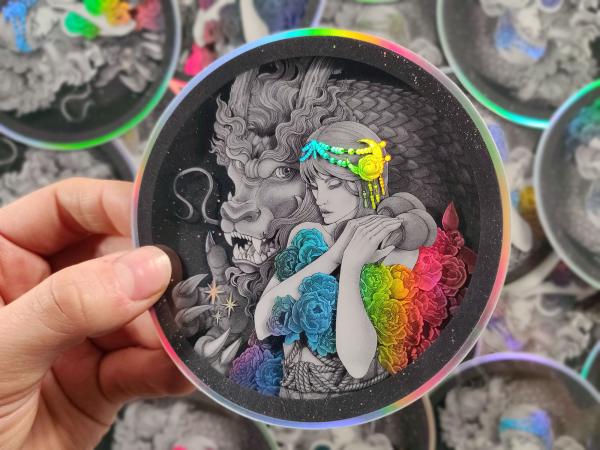 Azure Dragon of the East holographic sticker