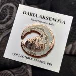 Castle in the Moon enamel pin (Glitter Black & White)