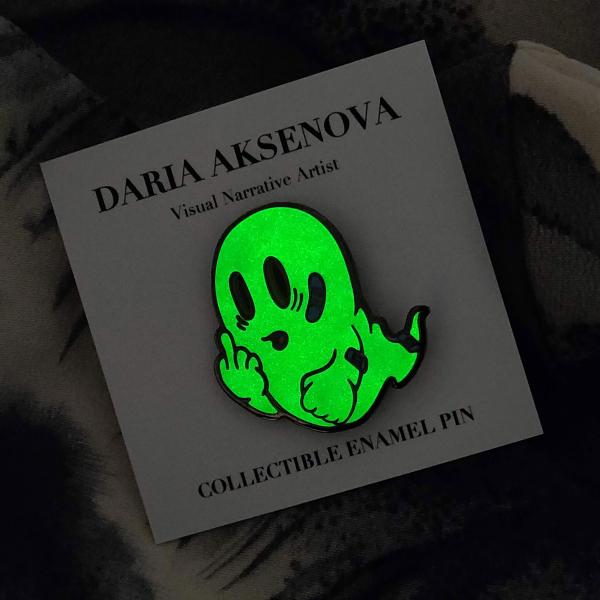 Ghost enamel pin (Glow in the Dark Green) picture