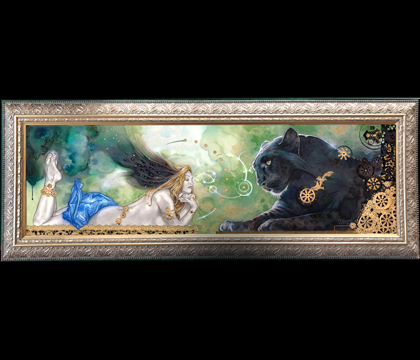 Beauty and the Beast Signed framed giclee on canvas picture