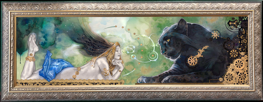 Beauty and the Beast Signed framed giclee on canvas picture