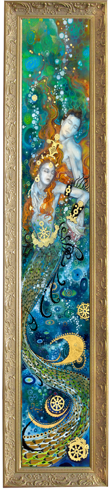 Depths of Love (Mermaids)- custom framed giclee on canvas picture