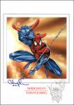 Spiderman print with original sketch of Green Goblin