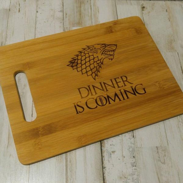 Dinner is Coming Cutting Board picture