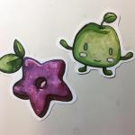 Junimo  & Stardrop Weatherproof Sticker, Stardew Valley Junimo StarFruit