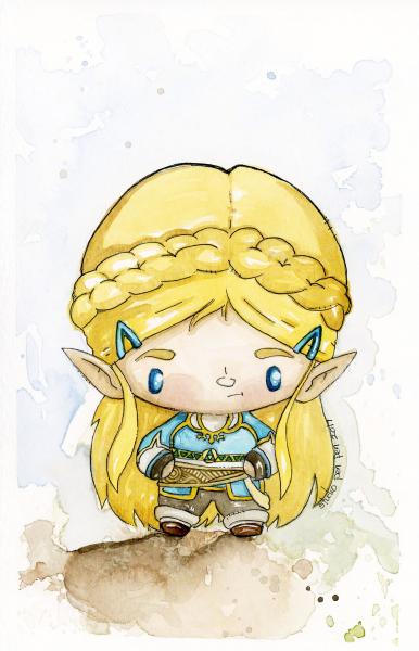 Breath of the Wild Link or Zelda Limited Edition Archival Watercolor Tribute Prints picture