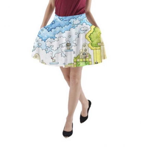 NES Kirby Watercolored Skater Pocket skirt picture