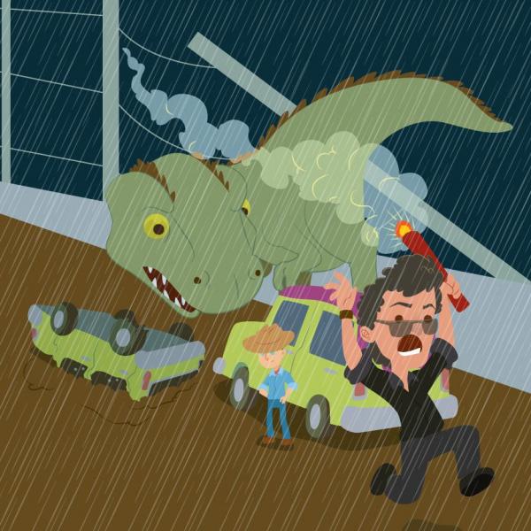 Jurassic Park T-Rex VS. Malcolm - 8x8 Art Print picture