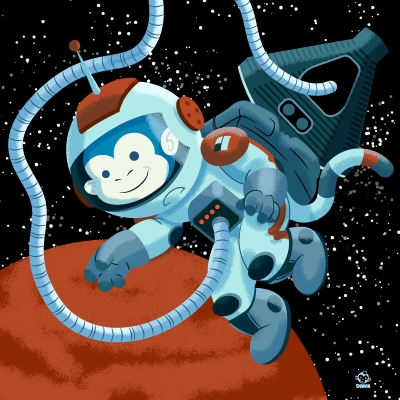 Space Monkey 8X8 Art Print picture