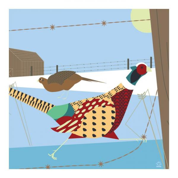 Midwest Morning Pheasants 10x10 Giclee Print picture