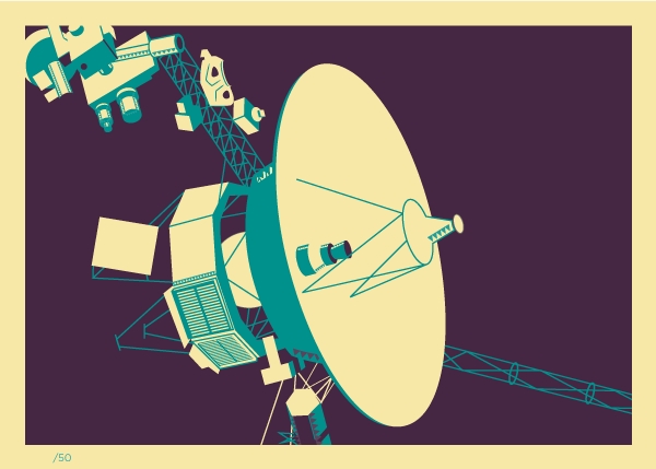 Voyager Space Probe Retro 5x7 Giclee Print picture