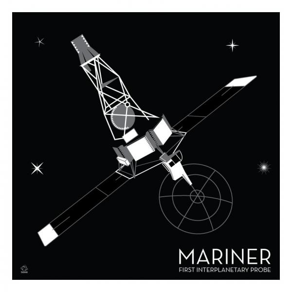 Mariner Interplanetary Probe - 10x10 Giclee Print