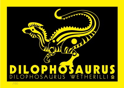 Dilophosaurus Neon-A-Saur 5x7 Giclee Print