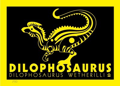 Dilophosaurus Neon-A-Saur 5x7 Giclee Print picture