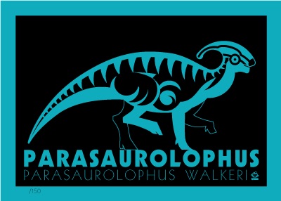 Parasaurolophus Neon-A-Saur 5x7 Giclee Print picture