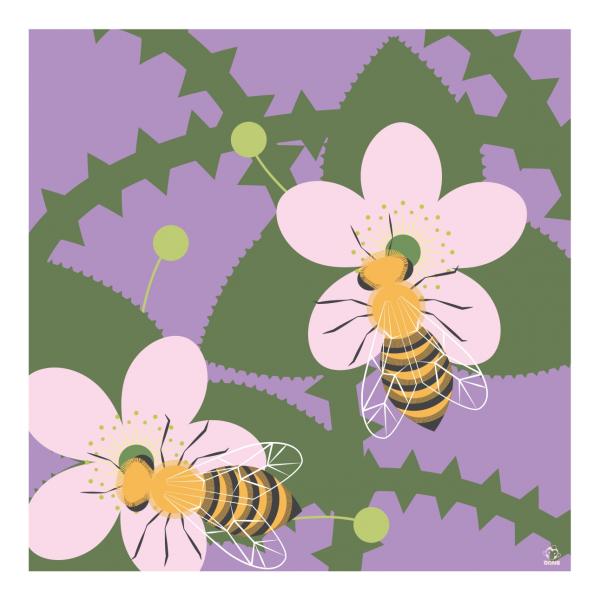 Buzz Bees and Blackberries 10x10 Giclee Print picture