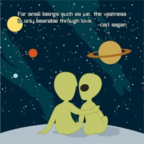 Carl Sagan Cosmic Alien Love 8x8 Print picture