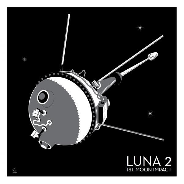 Luna 2 Russian Lunar Probe - 10x10 Giclee Print
