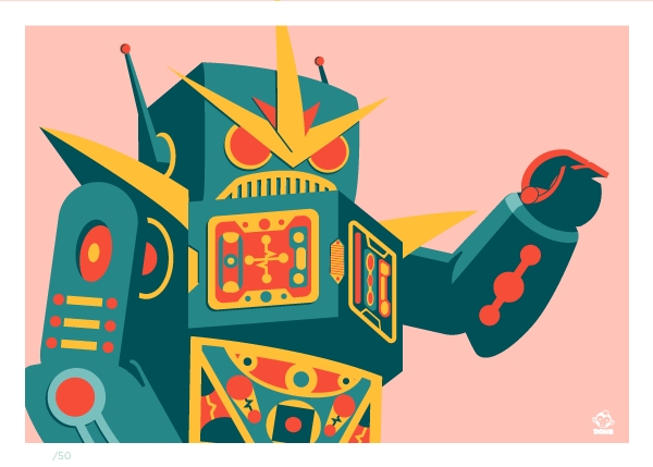 Robot (Blue Edition) Limited 5x7 Giclee Print