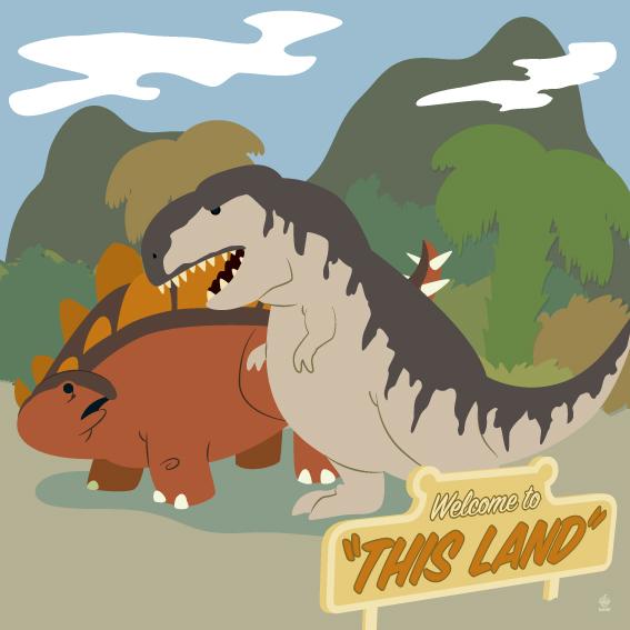 This Land Dinosaurs - 8x8 Art Print picture