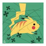 Pikachu 8x8 Mid-Century Modern Giclee Print