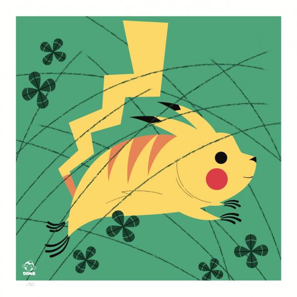 Pikachu 8x8 Mid-Century Modern Giclee Print picture