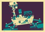 Curiosity Space Probe Retro 5x7 Giclee Print
