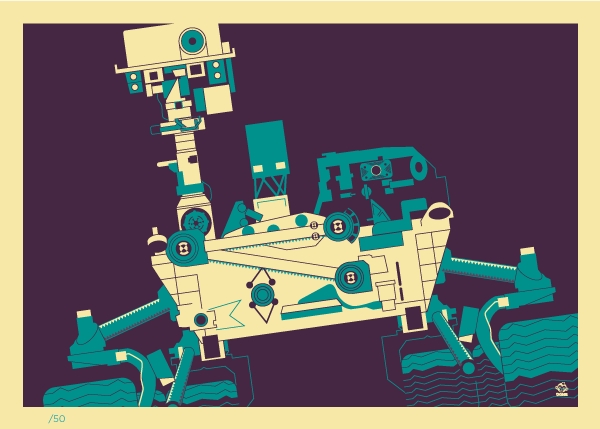 Curiosity Space Probe Retro 5x7 Giclee Print picture