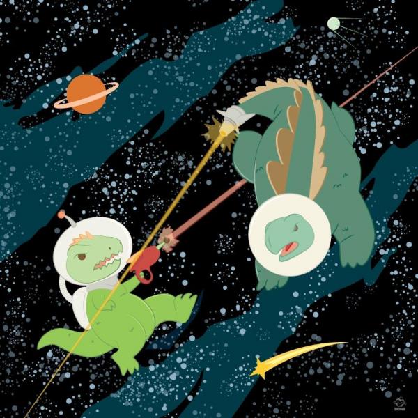 Space Dinos - 8x8 Art Print