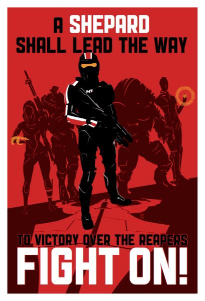 FIGHT ON (Renegade)- Commander Shepard 13x19 Limited Edition Giclee Print picture