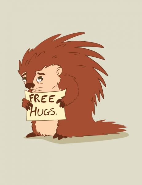 Free Hugs 2x3 Porcupine Magnet
